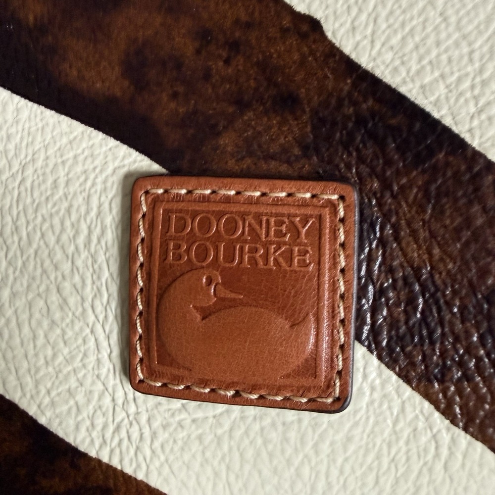 Dooney & Bourke Zebra Leather Satchel 30 Black White Brown Crossbody Bag Purse - Picture 4 of 16